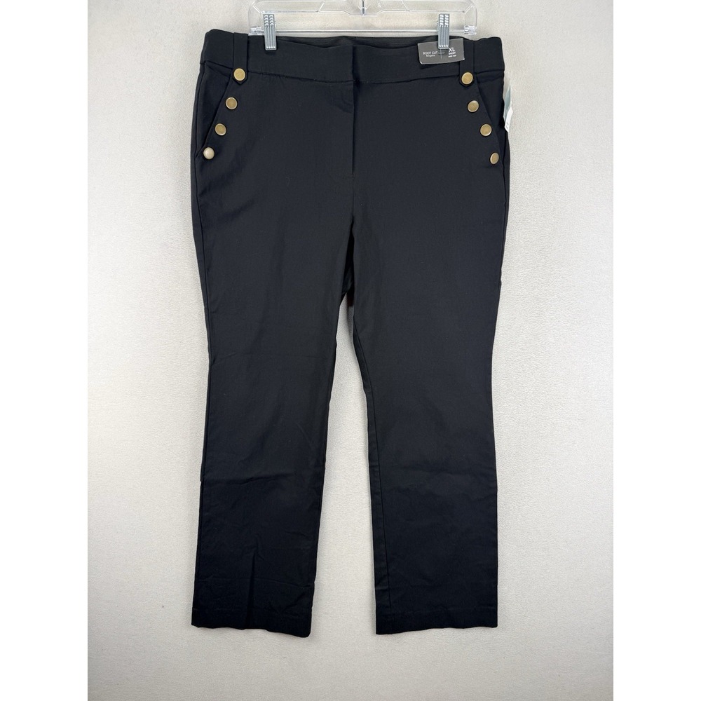 Maurices Women's Sz XL Black Bootcut Bengaline Mid Rise Sailor Short Pants NWT